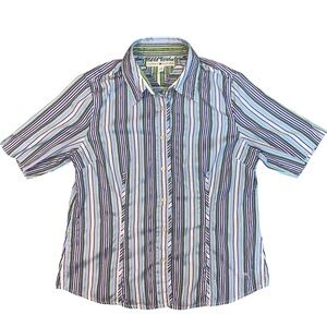 Tommy Hilfiger Vintage Women’s Striped Button Down Shortsleeve Blouse size L